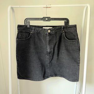 ASOS DESIGN denim high waisted skirt black 14